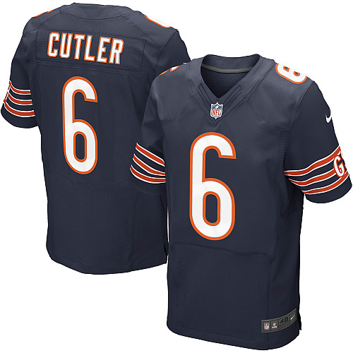 Men's Elite Jay Cutler Nike Jersey Navy Blue Home - #6 NFL Chicago Bears